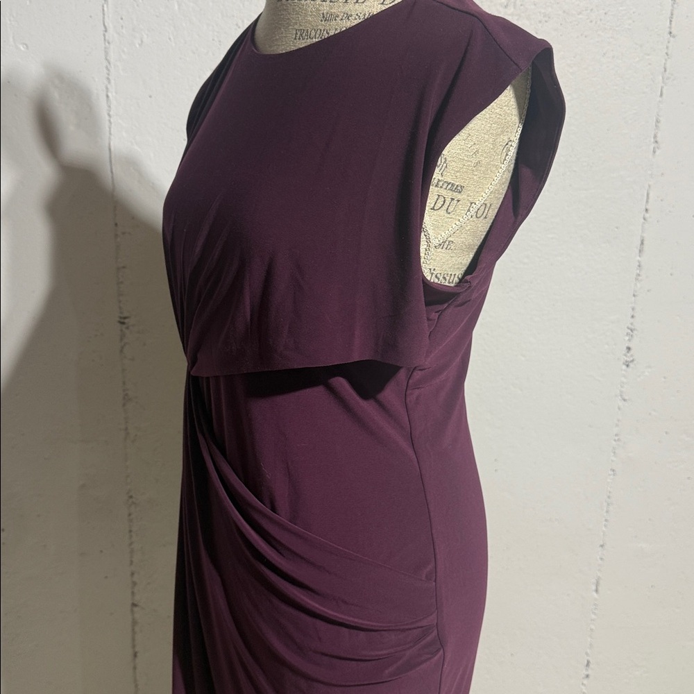 Nina Leonard Asymmetrical Dress in Deep Purple - Picture 4 of 14